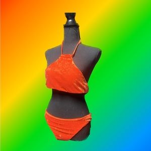 Zaful Velvet Orange Swimsuit